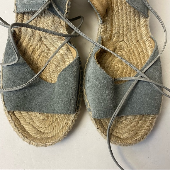 Romena Espadrille Blue Suede Wedge Sandals Lace-up Size 38 7.5 - Picture 5 of 11